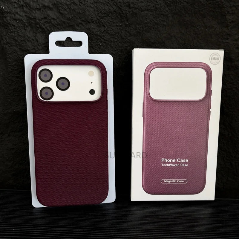Original Technology Woven Fabric For Magsafe Magnetic Phone Case For iPhone 17 Air 16 15 14 Plus 13 12 11 18 Pro Max Boxed Cover
