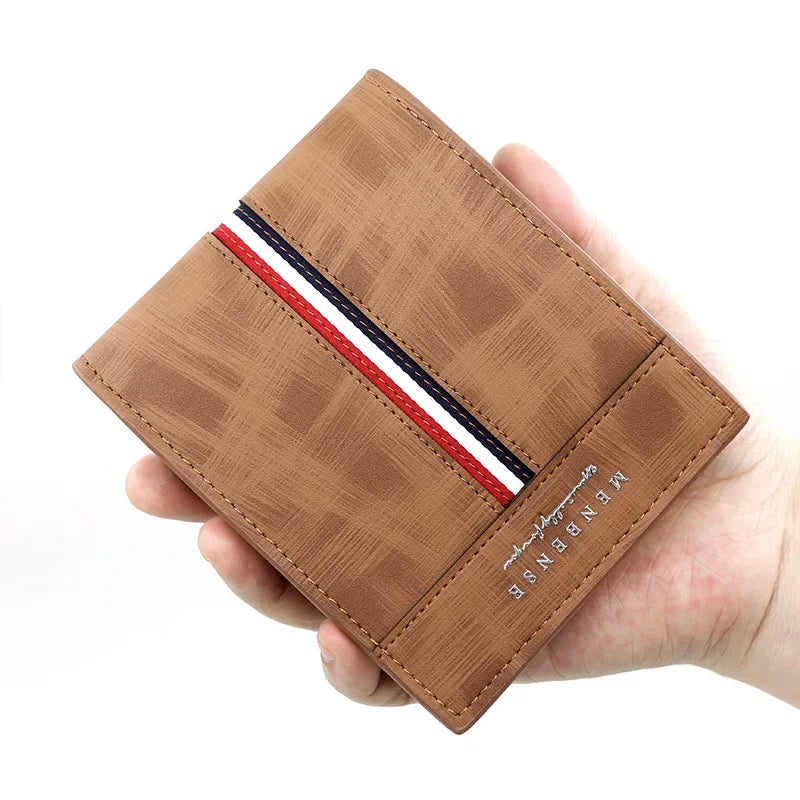 Luxury Slim Short Men's Wallet - High-Quality PU Leather Card Holder with Coin Pocket, Small Compact Male Purse for Daily Use