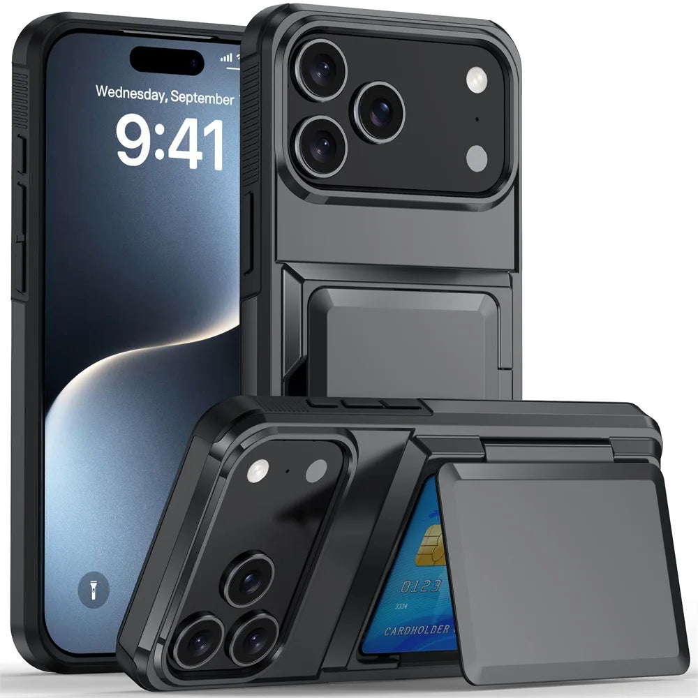 Wallet Case For iPhone 18 Pro Max 17 Pro Max 16 15 14 13 Protective Credit ID Card Holder Heavy Duty Protection Shockproof Cover