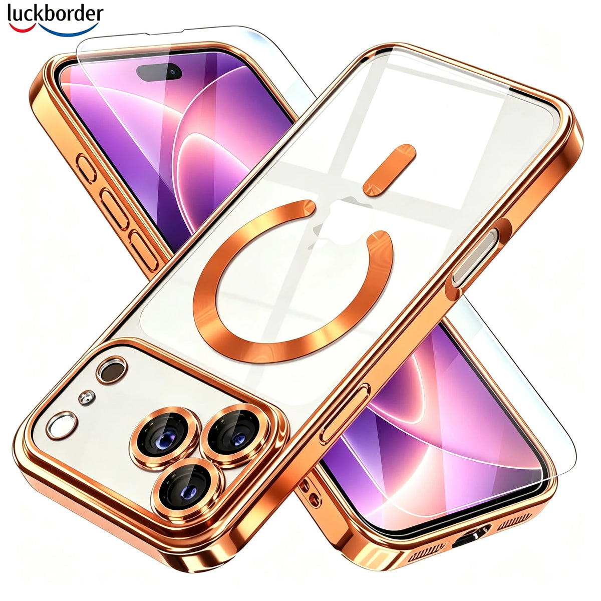With Screen Protector Camera Protection Clear Luxury Plating Cover Soft TPU With Magnetic Phone Case For IPhone 18 17 Pro Max