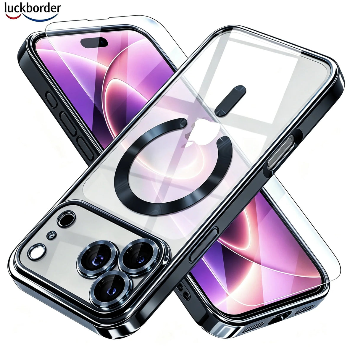 With Screen Protector Camera Protection Clear Luxury Plating Cover Soft TPU With Magnetic Phone Case For IPhone 18 17 Pro Max