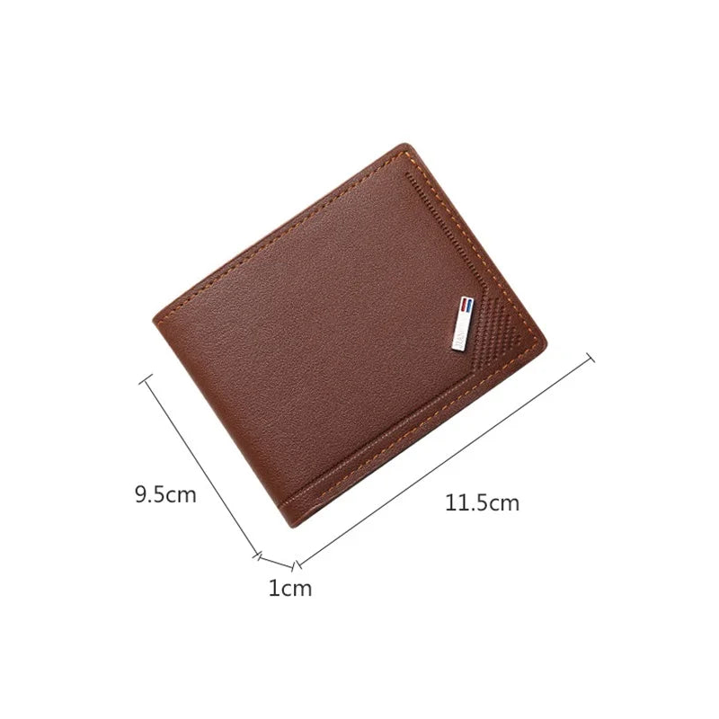New Men's Short Leather Slim Wallets Business Man Money Clip Credit Card Holder Purse Thin Minimalist Bifold Wallet