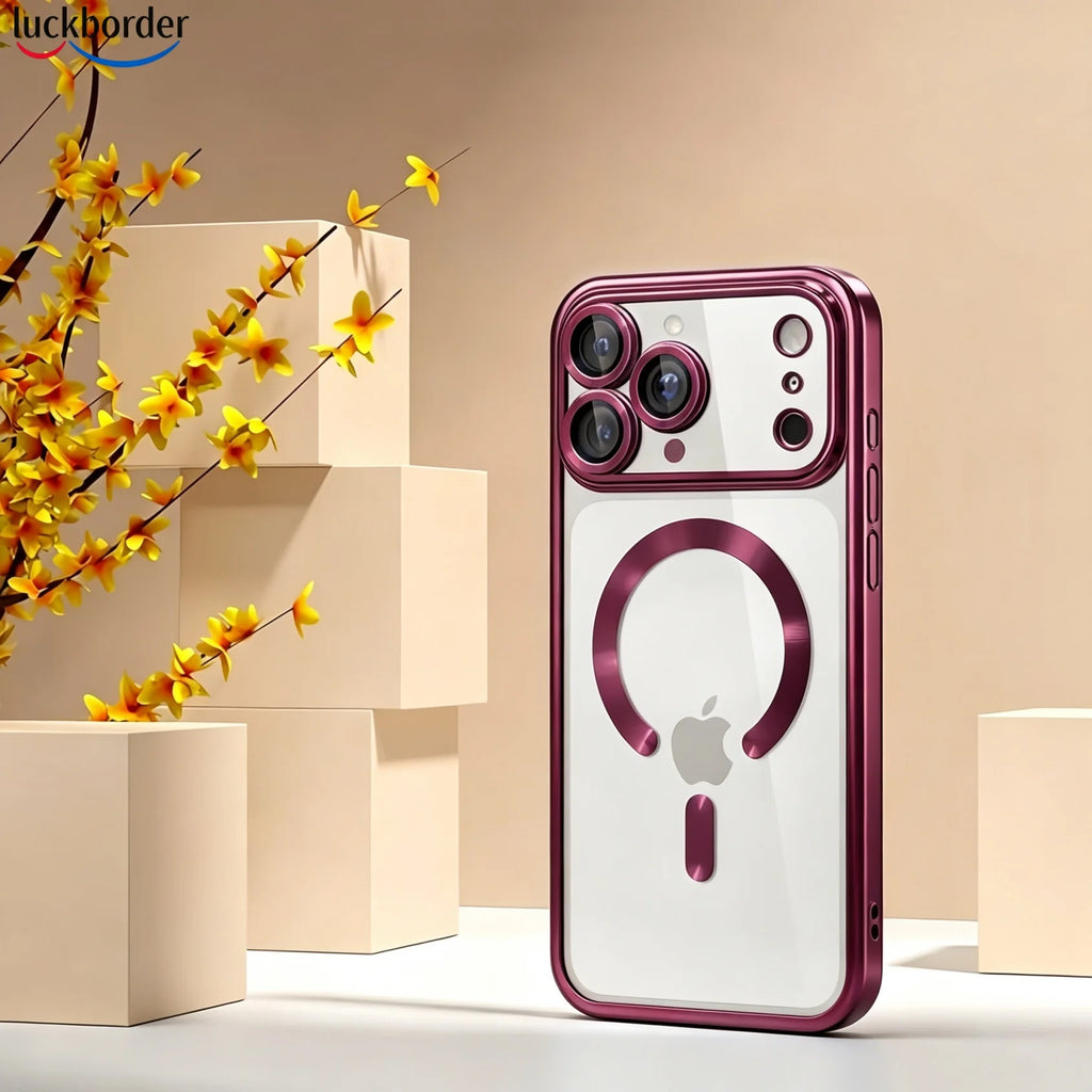 With Screen Protector Camera Protection Clear Luxury Plating Cover Soft TPU With Magnetic Phone Case For IPhone 18 17 Pro Max