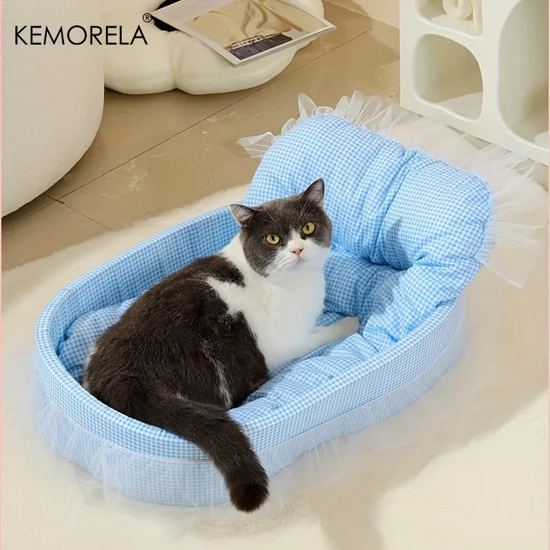 KEMORELA Gauze-edged Cat Princess Sofa Bed Washable and Removable - Universal Pet Mat for All Seasons Suitable for Cats and Dogs