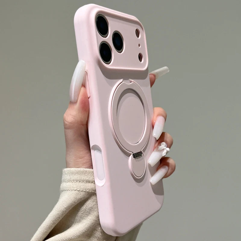 360° Rotate Fold Magnetic Ring Holder Stand Case For iPhone 18 Pro Max 17 Air 16 15 14 13 Magsafe Soft Liquid Silicone Cover
