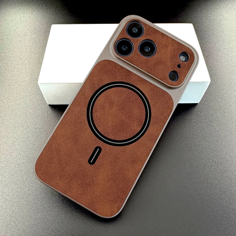 Luxury Retra Faux Leather Case For iPhone 18 17 16 15 14 13 Pro Max 17Pro 16Pro 15Pro 14Pro for Magsafe Wireless Charge Cover