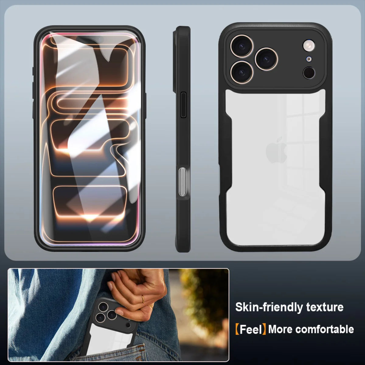 360 Full Cover Case For iPhone 17 Pro Max Air Capa For iPhone 18 Pro Max 14 15 Plus 16E 13 12 Mini Screen Protection Phone Cover