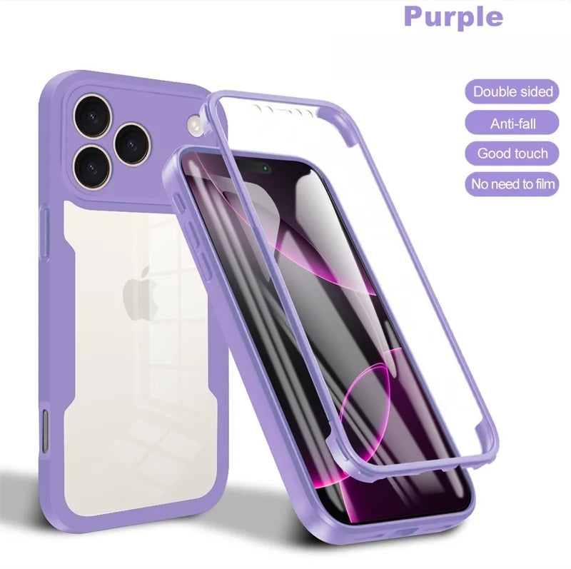 360 Full Body Built-in Screen Protector Case For iPhone 18 17 16 15 14 13 12 11 Pro Max Plus 16e 17e Funda Shockproof Back Cover
