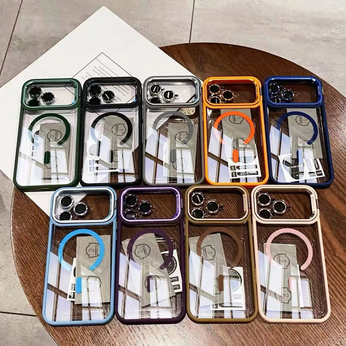Luxury Bracket Stand Magnetic Case for iPhone 18Pro 17 16 15 14 Plus 13 12 18 Pro Max Air for Magsafe Glass Lens Protector Cover