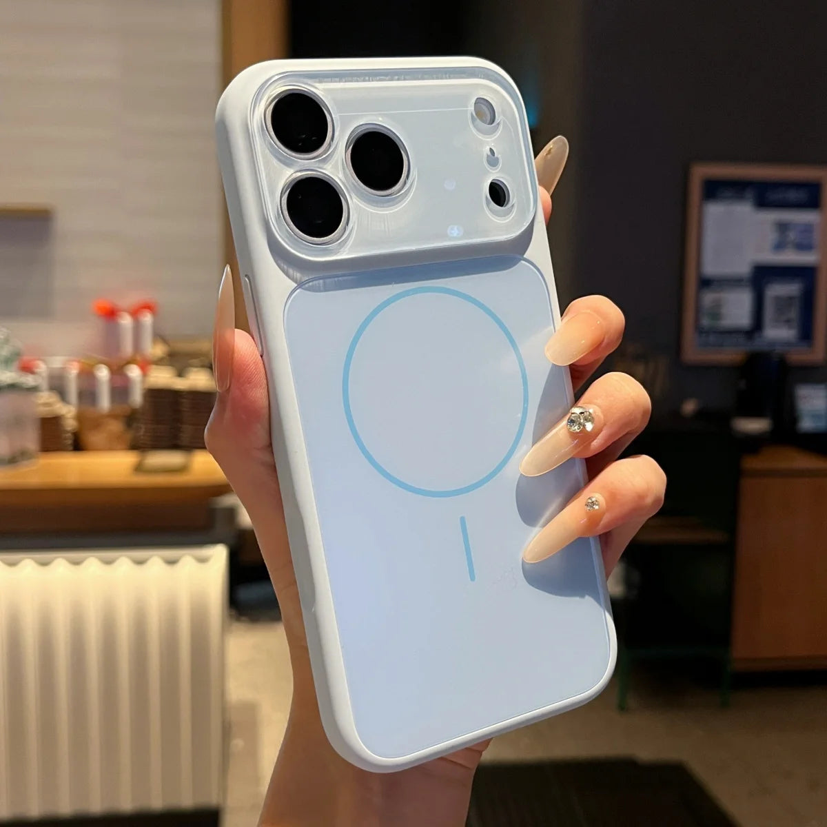 Fashion Liquid Silicone For Magsafe Magnetic Phone Case For iPhone 18 17 16 15 14 13 Pro Max Big Window Lens Glass Protect Cover