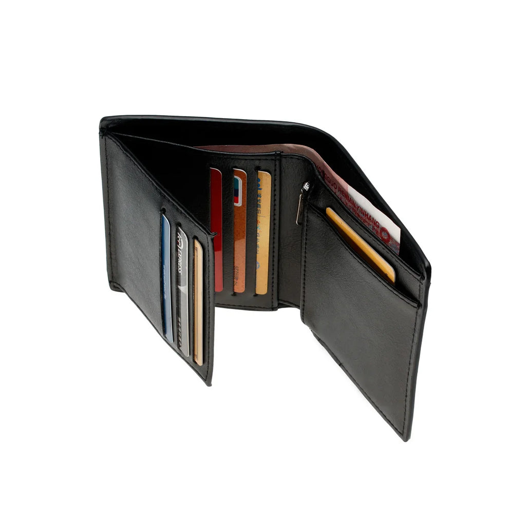 Gothic Witch Tarot Sword 3 Pattern Embroidered Wallet Fashionable Double-Fold ID Card Holder with Zipper Coin Pocket