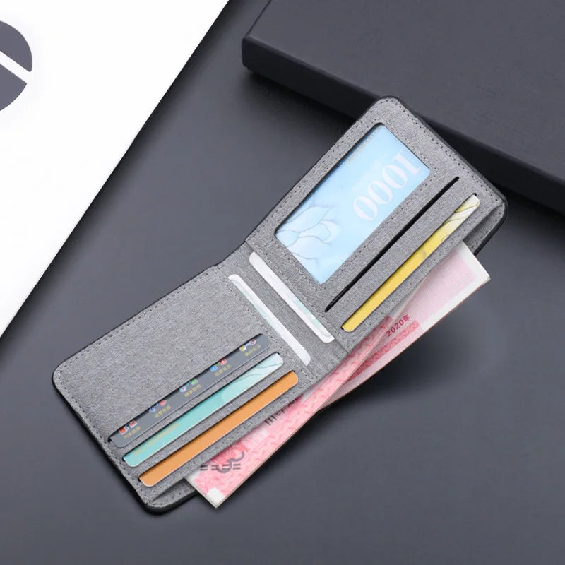 Men Fashion Canvas Wallet Short Purse Credit Card Case Bag Black/blue/gray Card Holder Wallet Male Money Bag 2023 Bank Holder