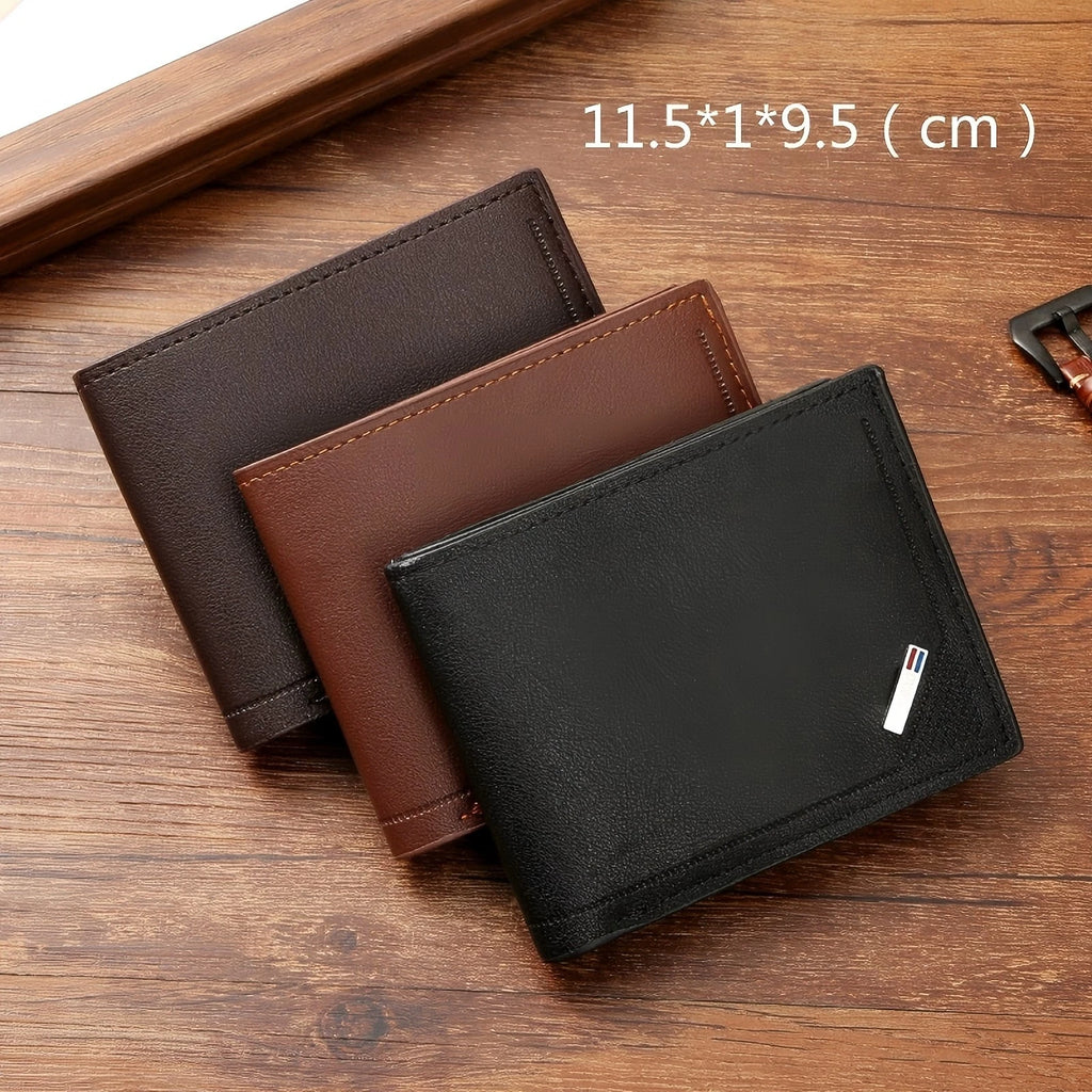 New Men's Short Leather Slim Wallets Business Man Money Clip Credit Card Holder Purse Thin Minimalist Bifold Wallet