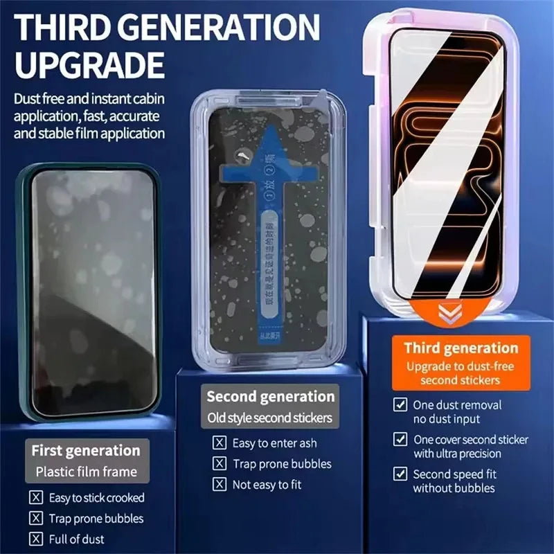 3Pcs Privacy Screen Protector For iPhone 17 13 14 15 16 18 Pro Max Oleophobic Coating Dust Free Easy Installation For iPhone Air