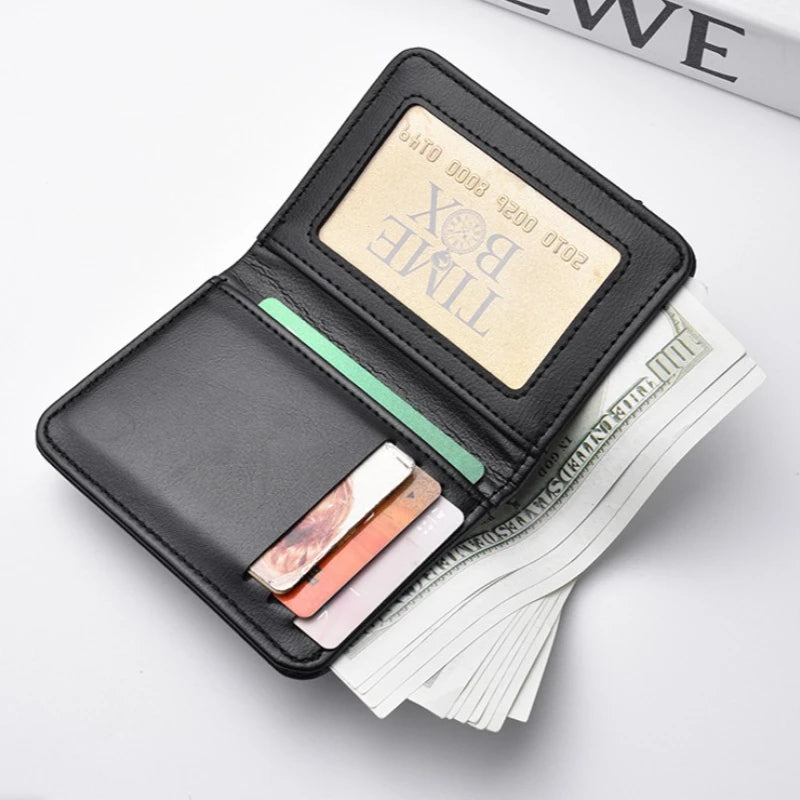 Men's Slim Bifold Wallet - Vertical ID Window & Multi-Card Slots, Compact Design for Credit Cards & IDs, Daily Carry Essential
