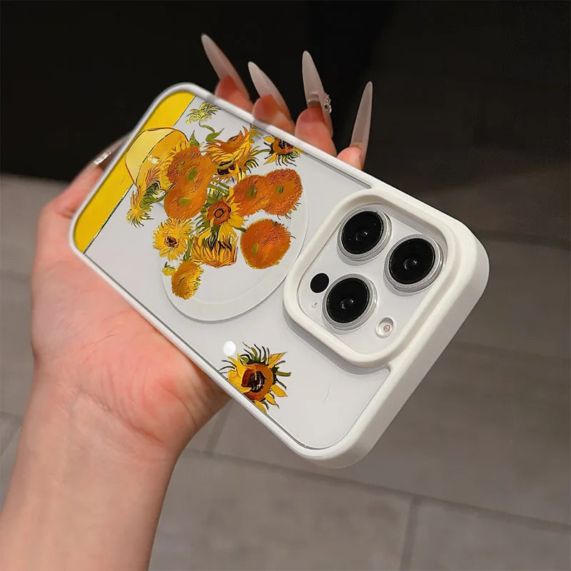 Van Gogh Sunflower for MagSafe Phone Case for iPhone 16 18 Pro Max 17 Air 15 ProMax 14 Plus 13 Mini 12 11 16E 17E Magnetic Case