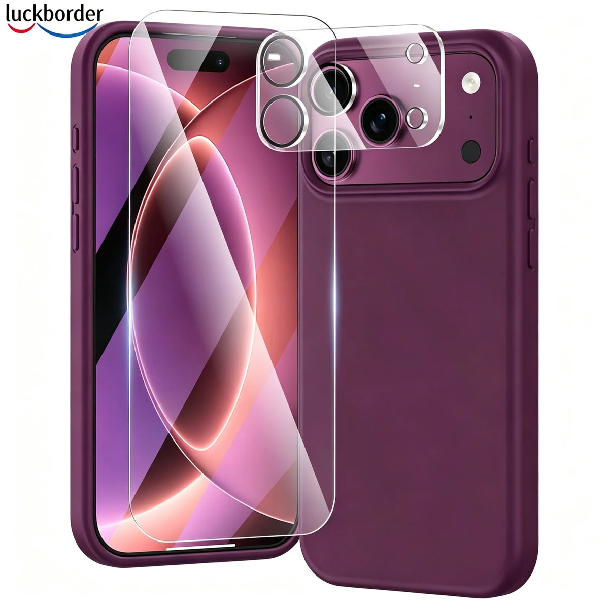 For iPhone 17 18 Pro Max Case,Liquid Silicone 3-in-1,Shockproof Case,Microfiber Lining, Includes Screen & Lens Protectors