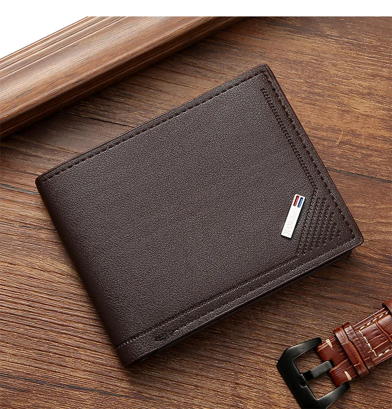New Men's Short Leather Slim Wallets Business Man Money Clip Credit Card Holder Purse Thin Minimalist Bifold Wallet