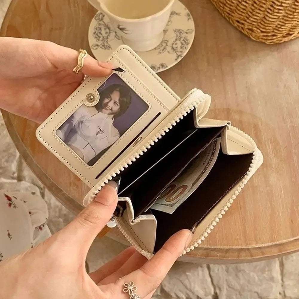 New Cartoon Women Wallet Bear Rabbit Cat Pu Leather Coin Purse Short Wallet
