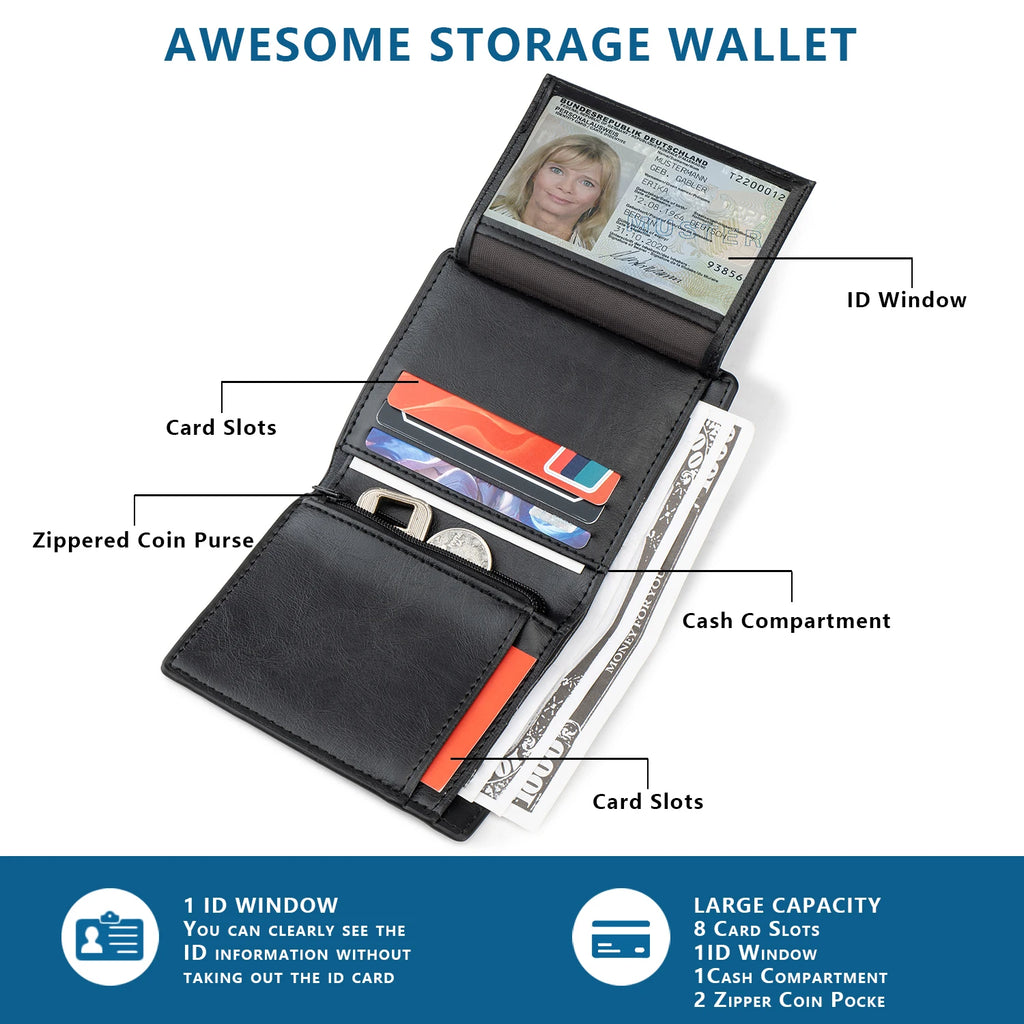 Men's Cartoon Bi-Fold Wallet, Simple Thin Wallet, Portable Casual Card Holder