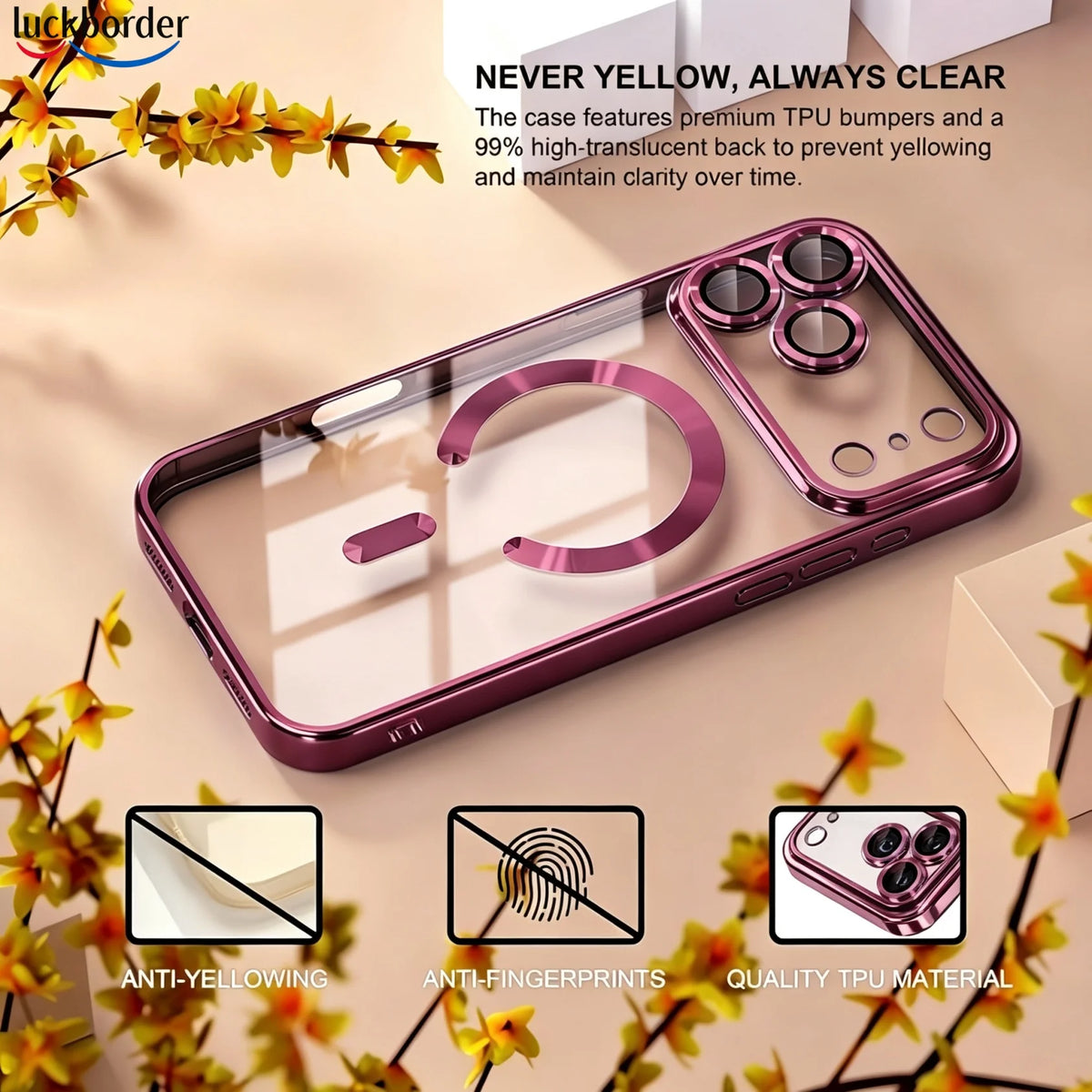 With Screen Protector Camera Protection Clear Luxury Plating Cover Soft TPU With Magnetic Phone Case For IPhone 18 17 Pro Max