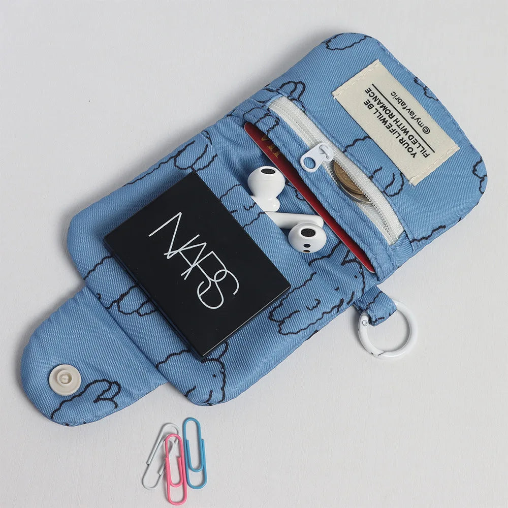 1 Pc Cute Student Coin Purse Card Simplicity Floral Korean Fashion Wallet Card Holder for Girls Portable Cute Small Storage Bag