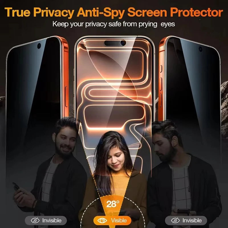 3Pcs Privacy Screen Protector For iPhone 17 13 14 15 16 18 Pro Max Oleophobic Coating Dust Free Easy Installation For iPhone Air