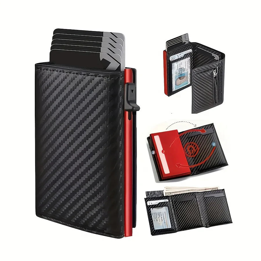 Automatic Pop Up Wallet RFID Blocking Multicolor, Slim Aluminum Metal Ejector Minimalist Credit Card Holder Case for Men