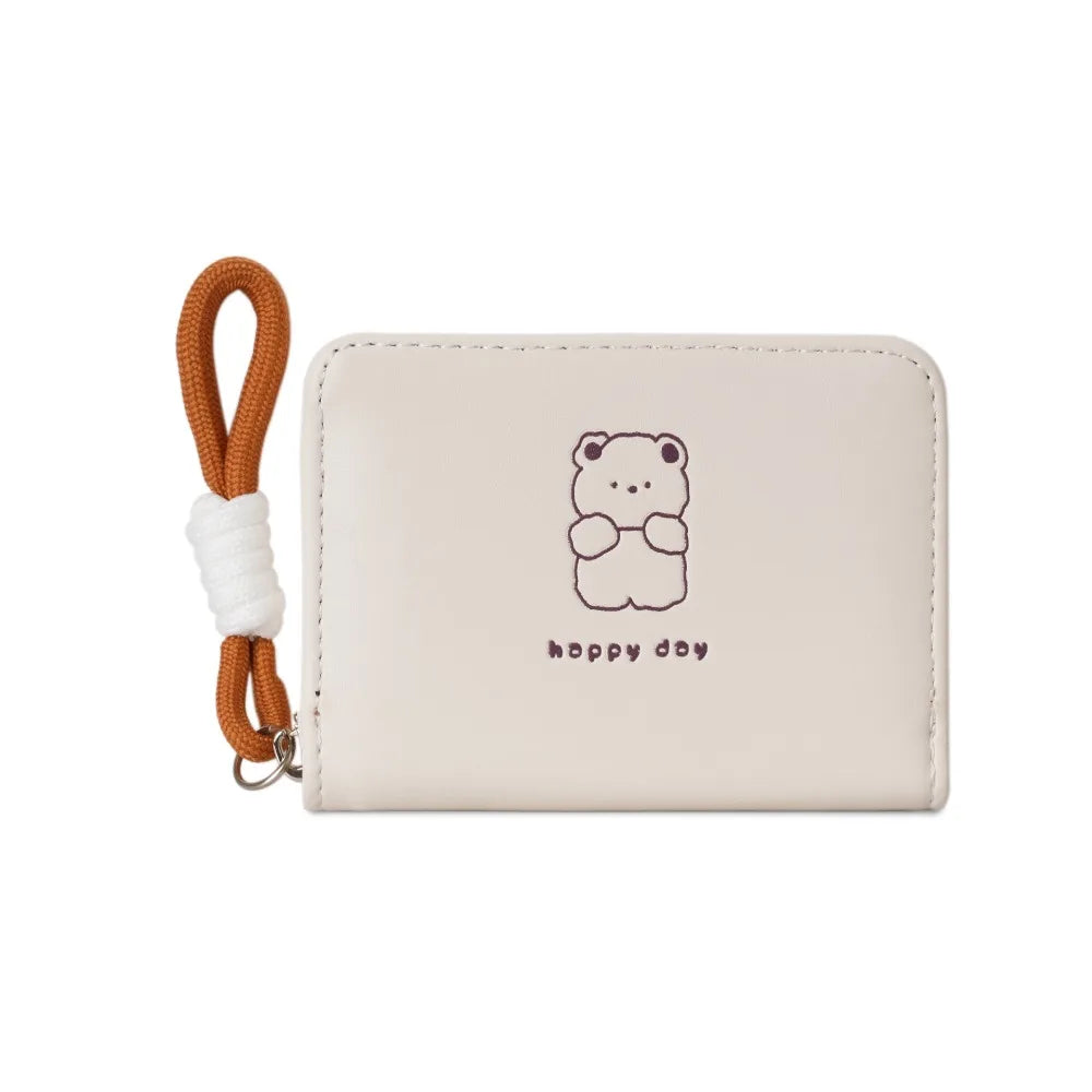 New Cartoon Women Wallet Bear Rabbit Cat Pu Leather Coin Purse Short Wallet
