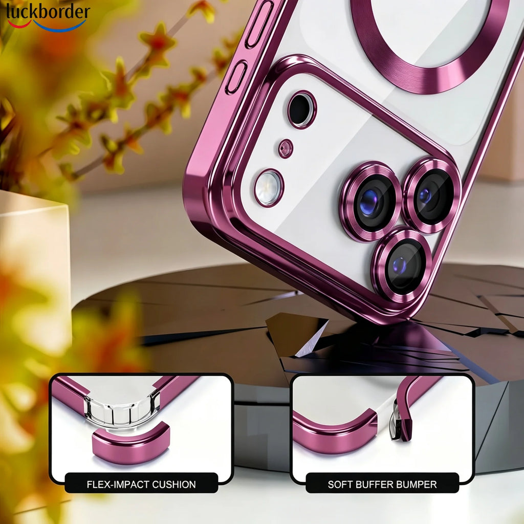 With Screen Protector Camera Protection Clear Luxury Plating Cover Soft TPU With Magnetic Phone Case For IPhone 18 17 Pro Max