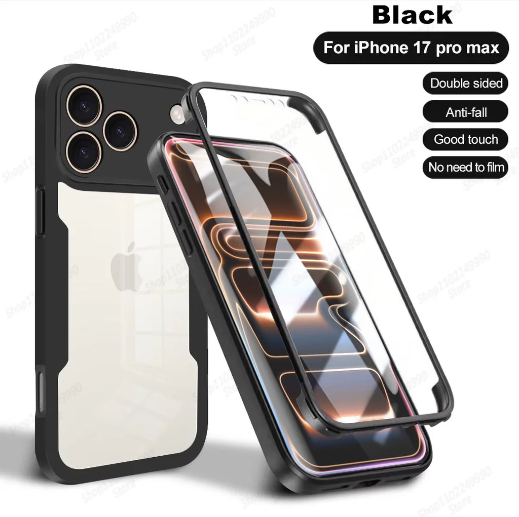 360 Full Cover Case For iPhone 17 Pro Max Air Capa For iPhone 18 Pro Max 14 15 Plus 16E 13 12 Mini Screen Protection Phone Cover