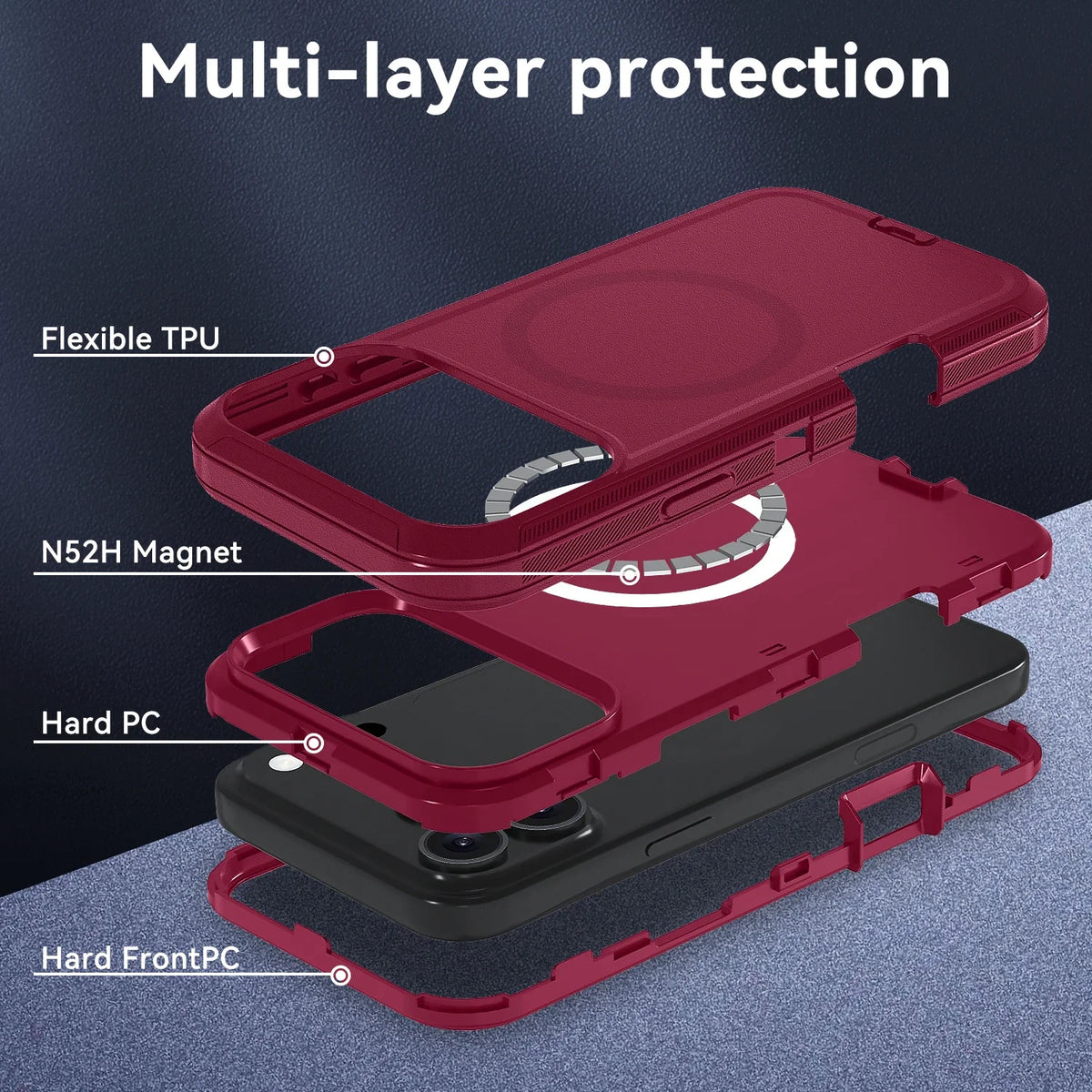 Military Grade OTT Armor Box Defender with Clip Case for IPhone 18 Pro Max 17 16 15 14 Pro for Magsafe Magnetic Anti-drop Cover
