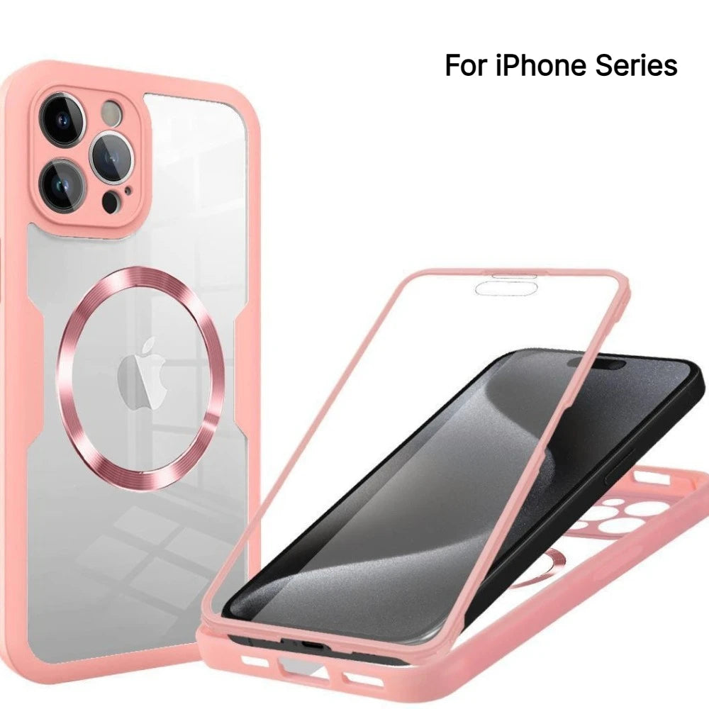 360° Full Body Protect Clear Phone Case For iPhone 18 17 16 15 14 Pro Max Plus For MagSafe Magnetic With Screen Protector Cover