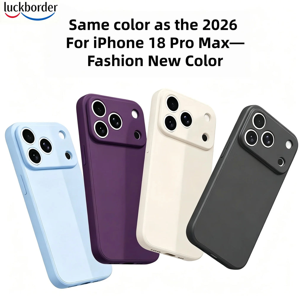 With Screen Protector Noble Fashion Solid Colour Shockproof Protective Liquid Silicone Phone Case For iPhone 18 Pro Max