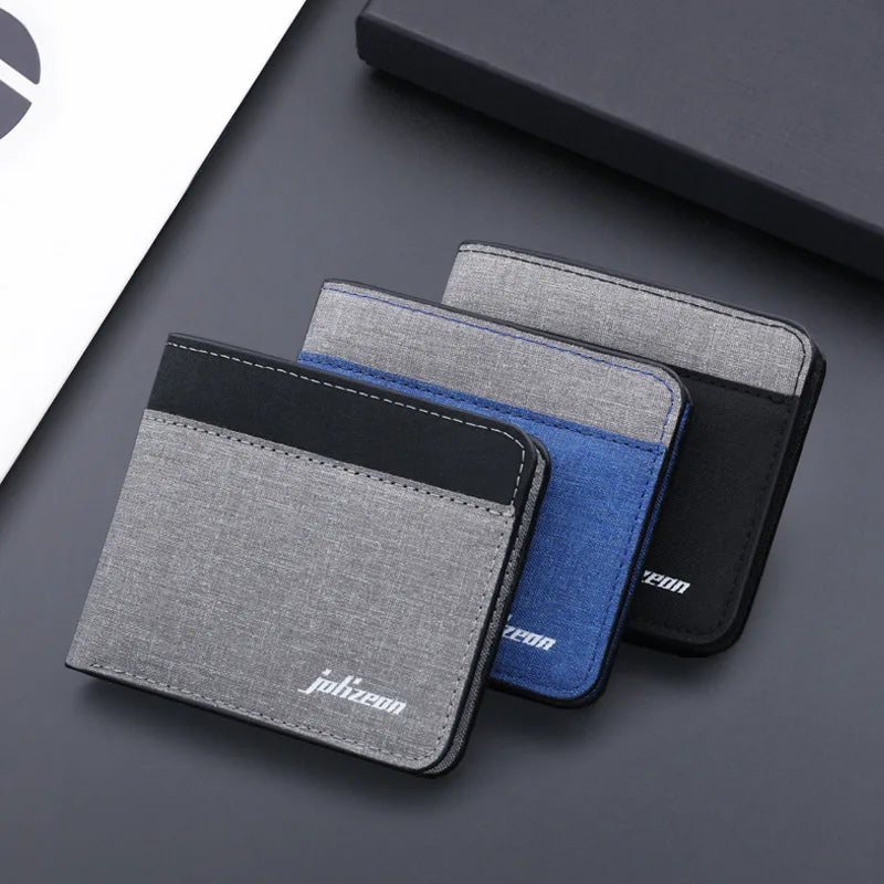 Men Fashion Canvas Wallet Short Purse Credit Card Case Bag Black/blue/gray Card Holder Wallet Male Money Bag 2023 Bank Holder