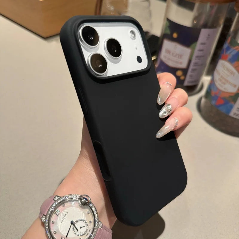 Liquid Silicone Magnetic Phone Case For 18 17 16 15 14 13 Pro Max Plus Built‑in MagSafe Microfiber Lining Soft Cover Case