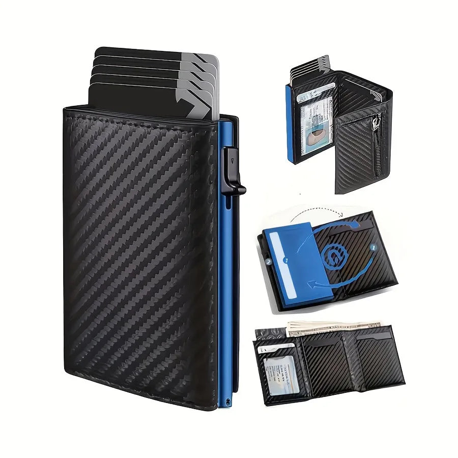 Automatic Pop Up Wallet RFID Blocking Multicolor, Slim Aluminum Metal Ejector Minimalist Credit Card Holder Case for Men