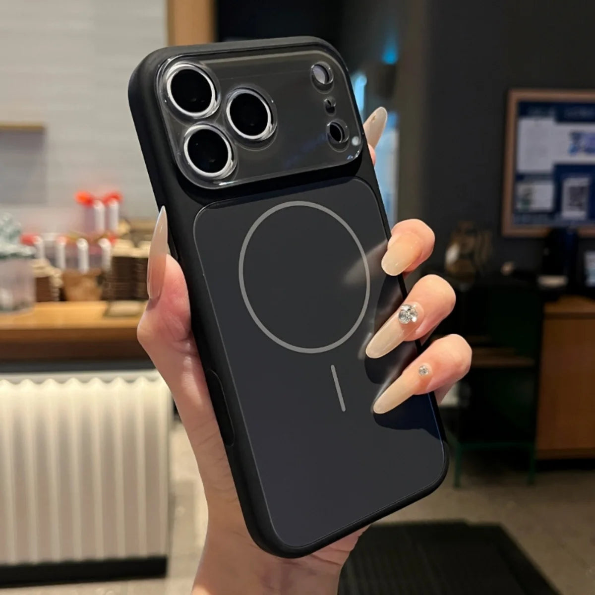 Fashion Liquid Silicone For Magsafe Magnetic Phone Case For iPhone 18 17 16 15 14 13 Pro Max Big Window Lens Glass Protect Cover