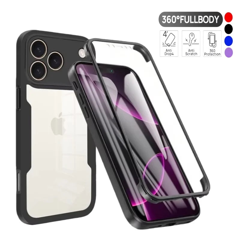 360 Full Body Built-in Screen Protector Case For iPhone 18 17 16 15 14 13 12 11 Pro Max Plus 16e 17e Funda Shockproof Back Cover