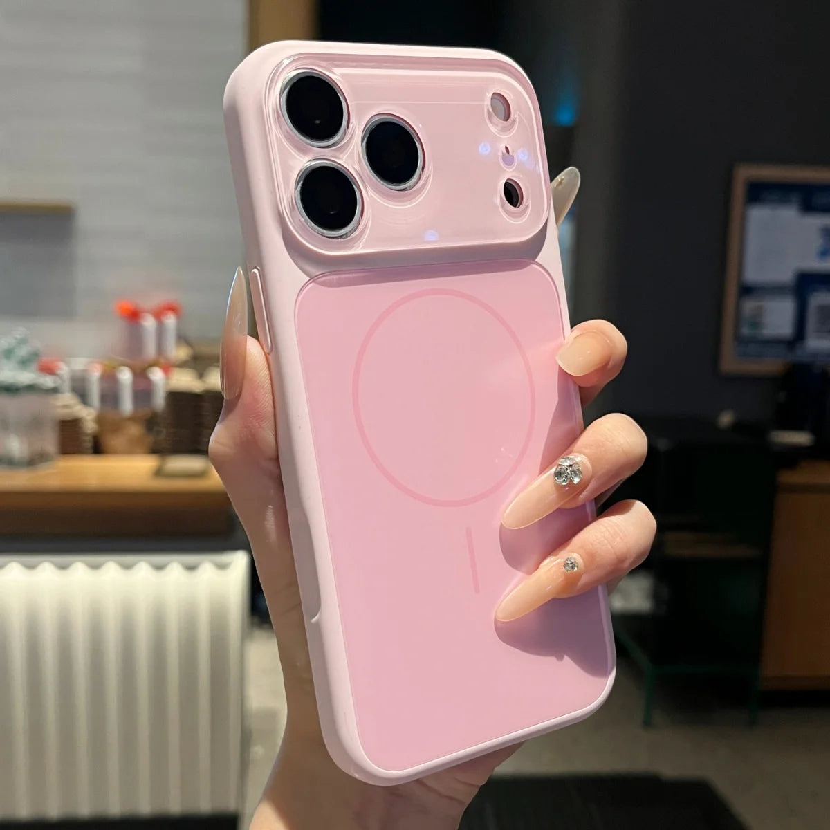 Fashion Liquid Silicone For Magsafe Magnetic Phone Case For iPhone 18 17 16 15 14 13 Pro Max Big Window Lens Glass Protect Cover