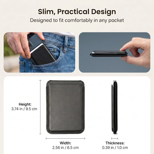 2 in 1 Magnetic Wallet Stand N52 Magnet PU Leather RFID Blocking Foldable Kickstand Hold 2 Cards Fit Smart Phone 12-16 Series