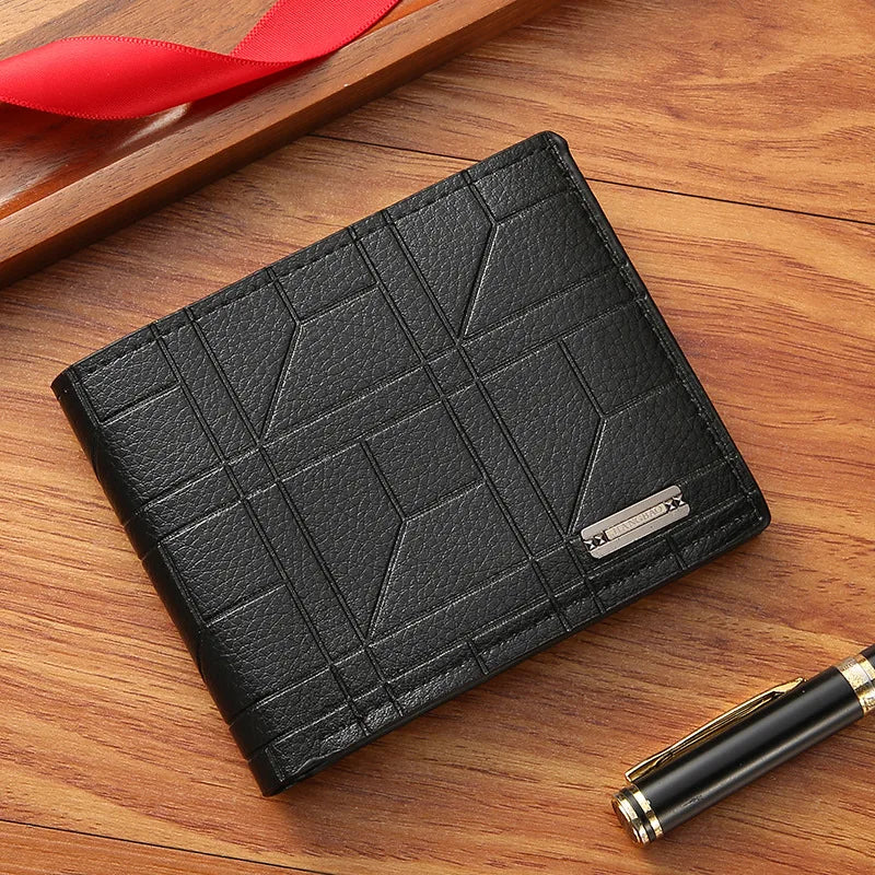 Leather Men's Wallets Slim Bifold Wallet for Men Business Casual Man Short Thin Minimalist Multi Card Holder Purse Money Clip