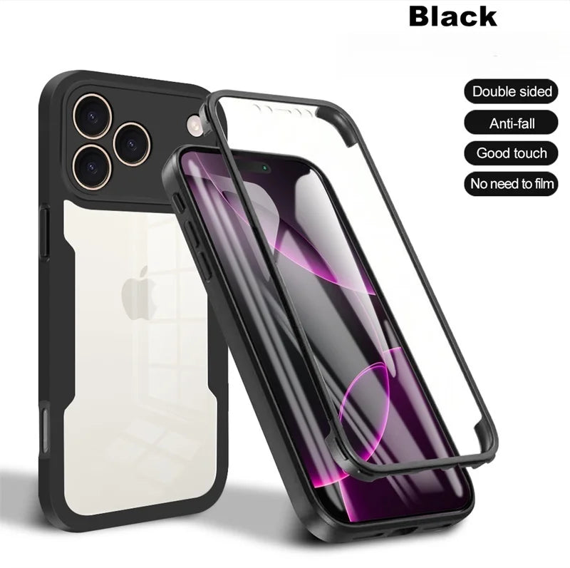 360 Full Body Built-in Screen Protector Case For iPhone 18 17 16 15 14 13 12 11 Pro Max Plus 16e 17e Funda Shockproof Back Cover