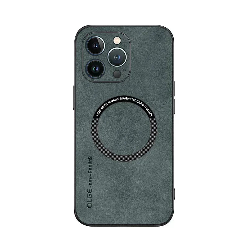 Luxury Leather Shockproof Phone Case For iPhone 17 16 15 14 13 12 11 18 Pro Max Plus For Magsafe Magnetic Wireless Charging Case