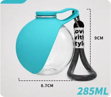 Portable Stainless Steel Pet Water Bottle with Foldable Silicone Bowl for Dogs and Cats Outdoor Walking Hiking Travel Use