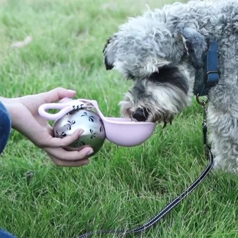 Dog Water Bottle with Bowl for Cat 304 Stainless Steel Portable Outdoor Pet Stainless Steel Water Cup Safe Food-Grade Silicone