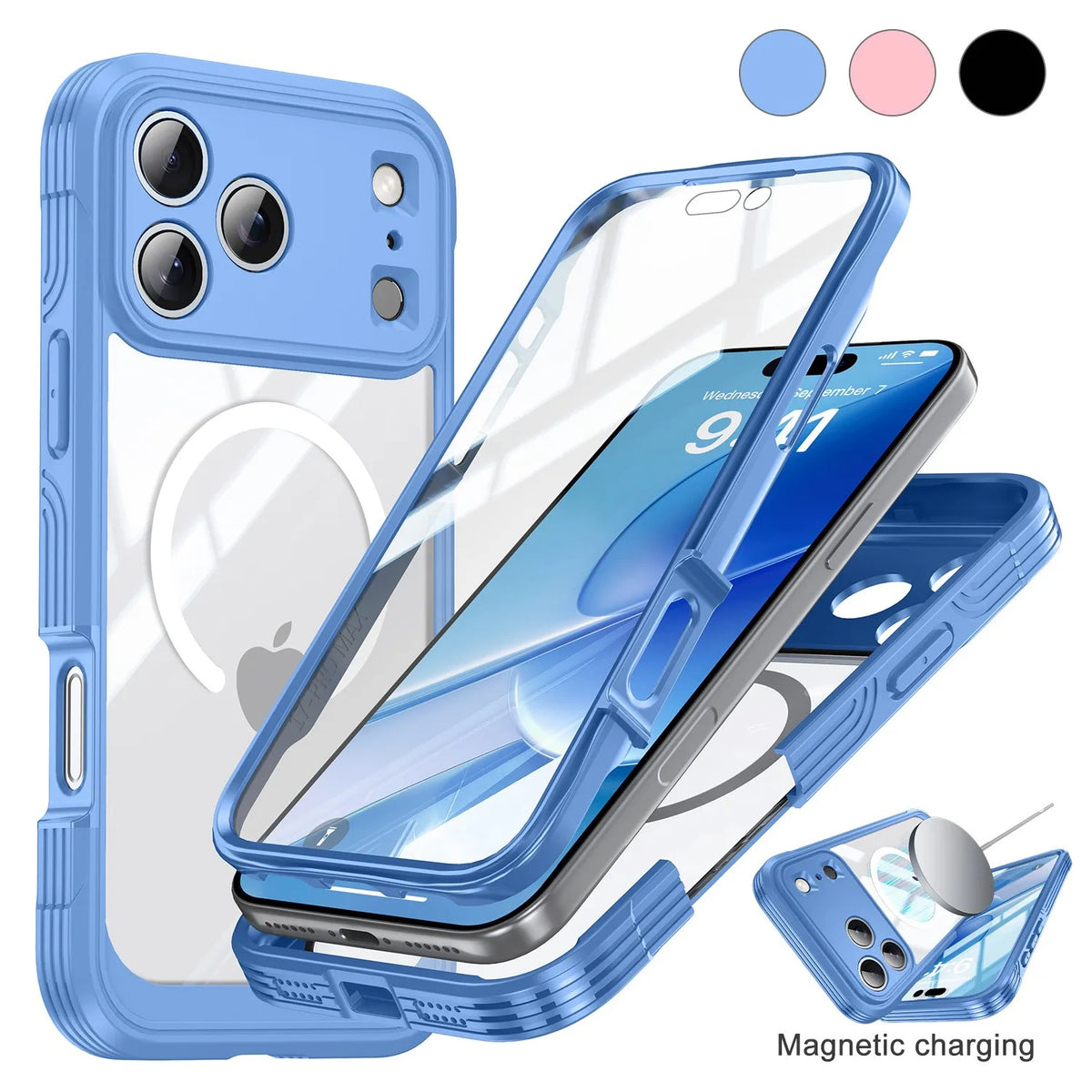 Shockproof Magnetic Case for iPhone 18 17 Pro Max 17 Pro Air 18 Pro Dropproof 360 Protective Anti-Collision Cover Screen Protect