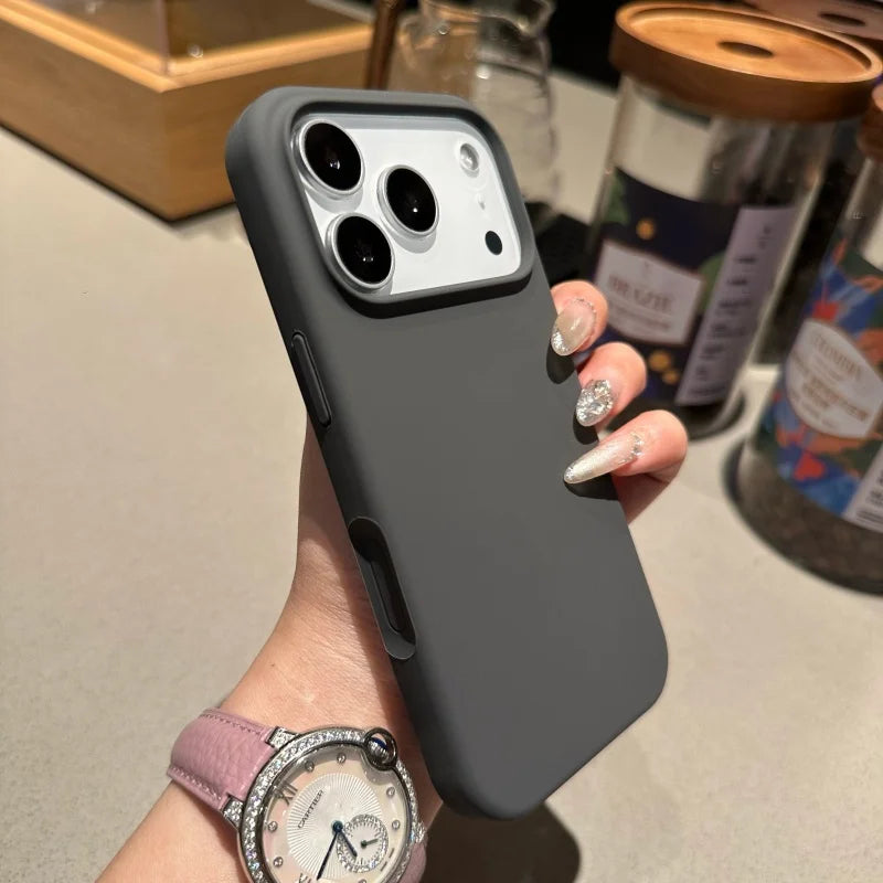Liquid Silicone Magnetic Phone Case For 18 17 16 15 14 13 Pro Max Plus Built‑in MagSafe Microfiber Lining Soft Cover Case