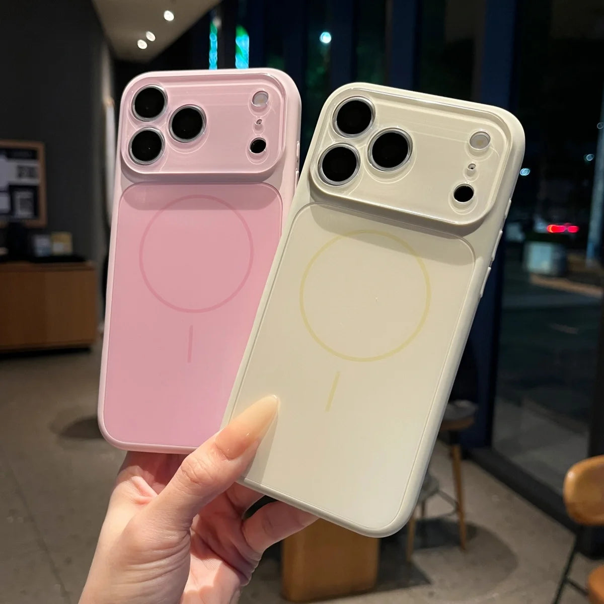Fashion Liquid Silicone For Magsafe Magnetic Phone Case For iPhone 18 17 16 15 14 13 Pro Max Big Window Lens Glass Protect Cover