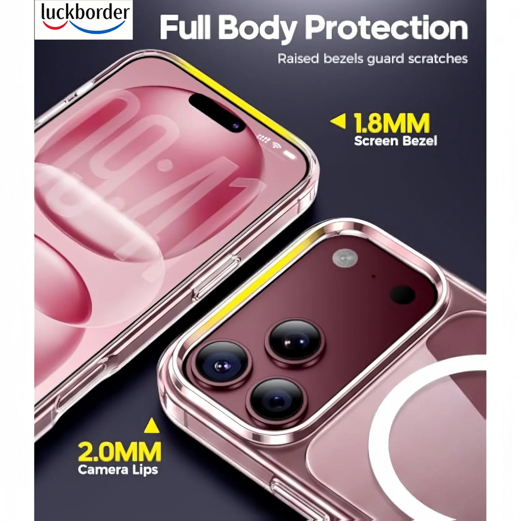 Clear Magnetic For iPhone 18 17 Pro Max Phone Case with Screen Protector,  Camera Protector , Shockproof  Cover -Transparent